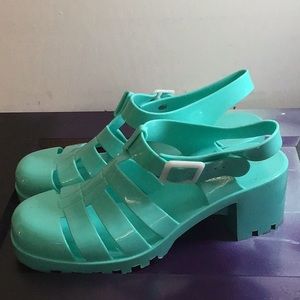 Teal Jelly sandals “Gellies” Size 10 Like NEW